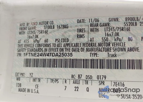 2007 Ford E-250 Commercial/Recreational from USA, damaged, VIN 1FTNE24W47DA25035